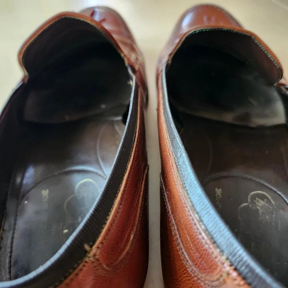 Vintage Florsheim Imperial Tassel Loafers Mens 10 USA Leather Cognac Brown